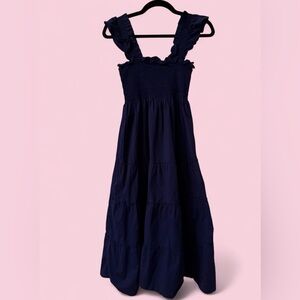 Hill House Home Nap Dress XS Navy Smocked Tiered Maxi Cottagecore